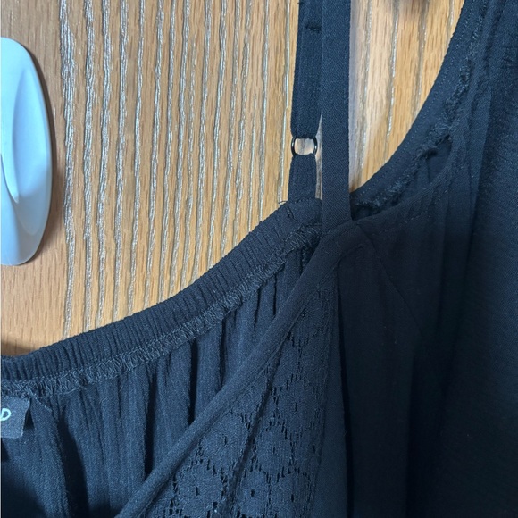 Torrid Black Eyelet Tie-Front Cold Shoulder Sleeve Dress Midi - Picture 8 of 8